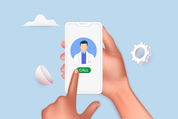 Consulta médica en línea. Persona videochat con el médico en el teléfono móvil.