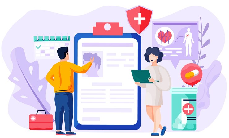Vector consulta con el médico mediante el concepto de comunicación remota