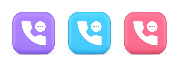 Consulta telefónica chat en vivo ayuda de emergencia botón de asistencia diseño de aplicaciones web icono realista 3d