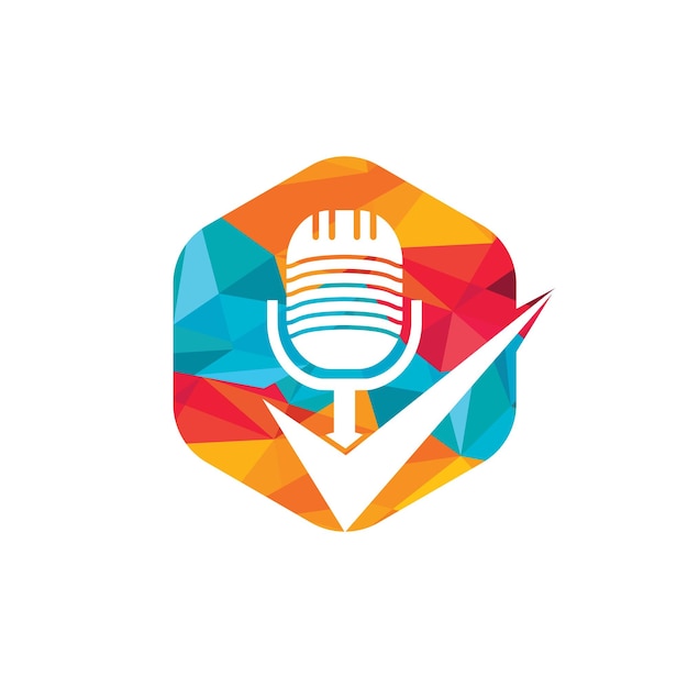 Consulte la plantilla de diseño del logotipo del vector de podcast