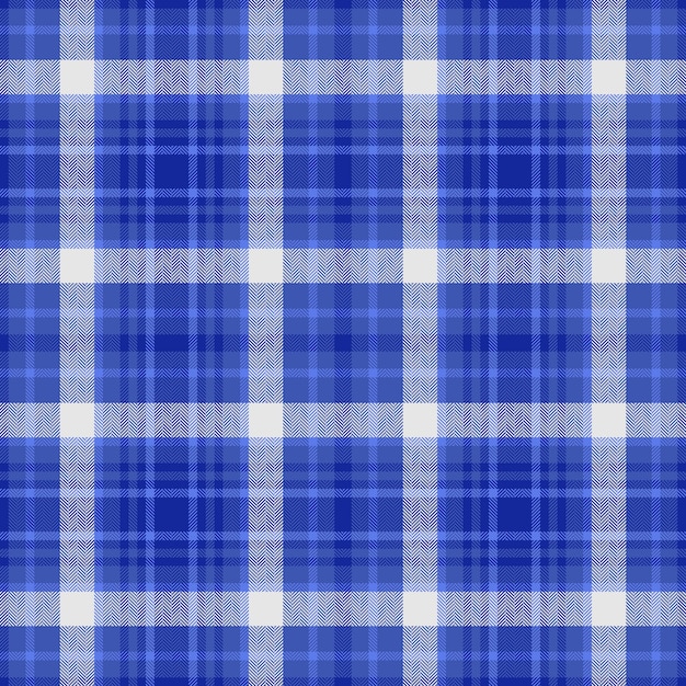Consulte la textura del patrón de fondo a cuadros sin costuras con un vector de tela de tartan textil en colores azul y plata esterlina