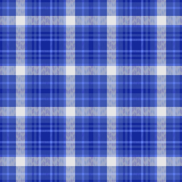 Consulte la textura del patrón de fondo a cuadros sin costuras con un vector de tela de tartan textil en colores azul y plata esterlina