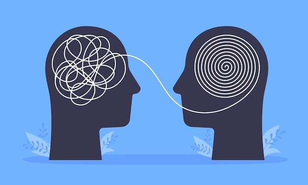 Consultoría de psicólogos o concepto de tormenta de ideas para resolver problemas mentales