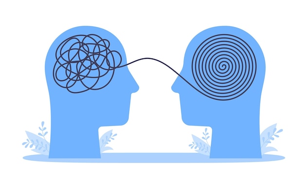 Consultoría de psicólogos o concepto de tormenta de ideas para resolver problemas mentales