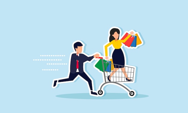Los consumidores de las grandes ventas disfrutan comprando y comprando bienes