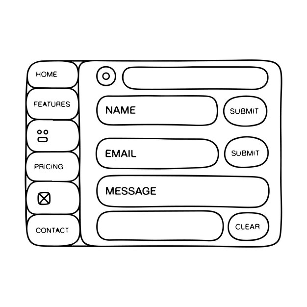 Contact Form Interface User Interface Design with Input Fields and Buttons