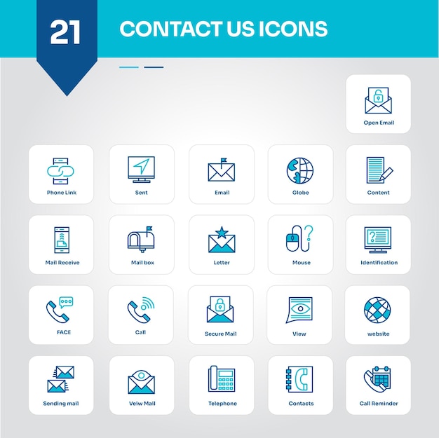 Contacte con nosotros Colección de íconos Conjunto de llamadas Mensaje de soporte teléfono correo electrónico Chat Conjunto del icono vectorial de ayuda