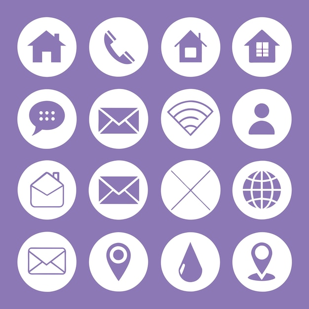 Contacte con nosotros conjunto de iconos Colección de icono de sitio web y aplicación móvil Ilustración vectorial