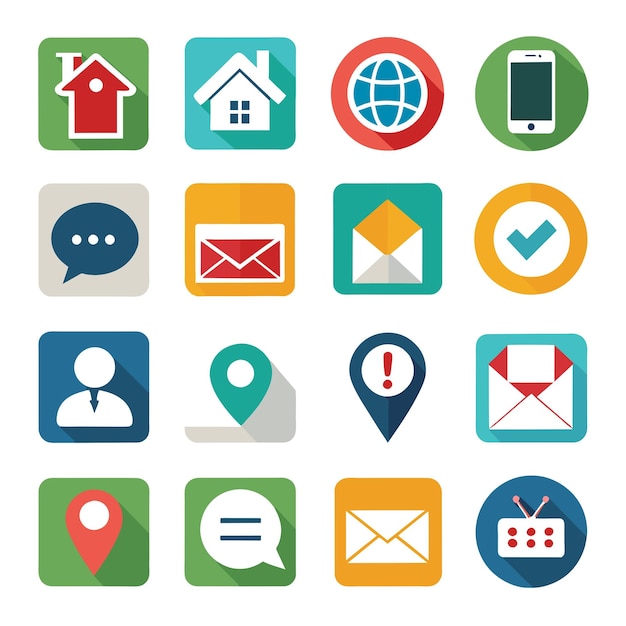 Contacte con nosotros conjunto de iconos Colección de icono de sitio web y aplicación móvil Ilustración vectorial