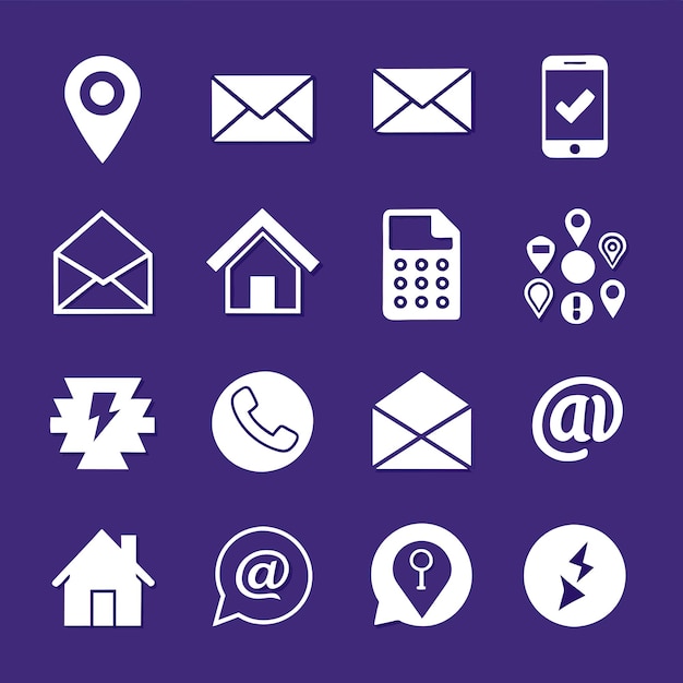 Contacte con nosotros conjunto de iconos Colección de icono de sitio web y aplicación móvil Ilustración vectorial
