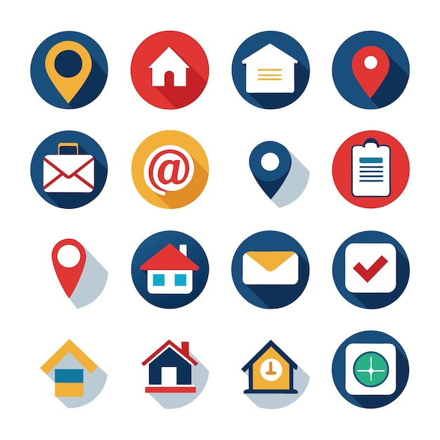 Contacte con nosotros conjunto de iconos Colección de icono de sitio web y aplicación móvil Ilustración vectorial