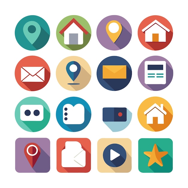 Contacte con nosotros conjunto de iconos Colección de icono de sitio web y aplicación móvil Ilustración vectorial