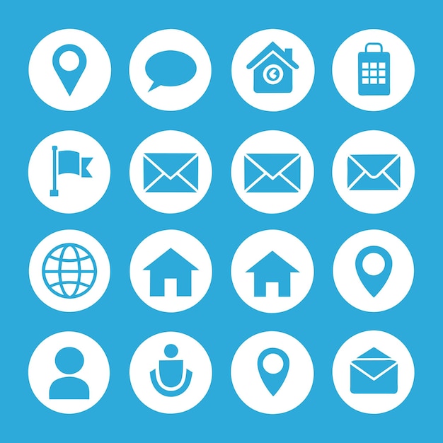 Contacte con nosotros conjunto de iconos Colección de icono de sitio web y aplicación móvil Ilustración vectorial