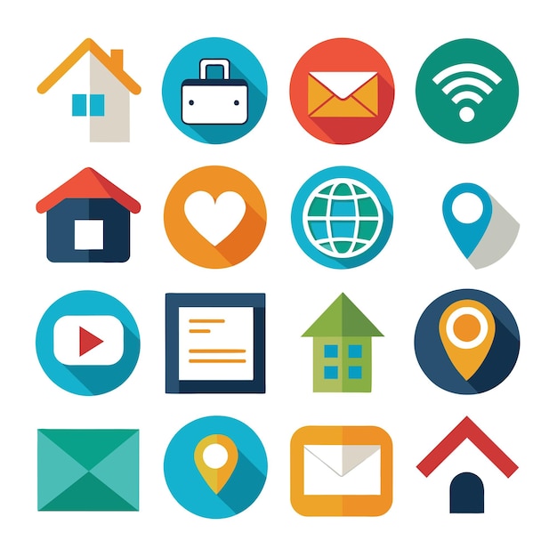Contacte con nosotros conjunto de iconos Colección de icono de sitio web y aplicación móvil Ilustración vectorial