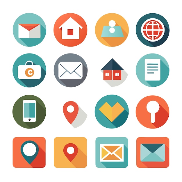 Contacte con nosotros conjunto de iconos Colección de icono de sitio web y aplicación móvil Ilustración vectorial