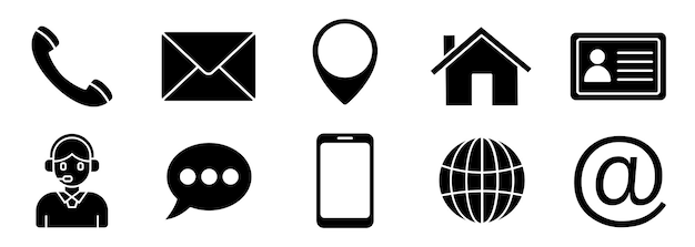 Contacte con nosotros conjunto de iconos Colección de iconos de sitios web Tarjeta de visita icono de información de contacto icono de icono web vector de acciones vector