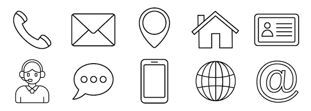 Contacte con nosotros conjunto de iconos Colección de iconos de sitios web Tarjeta de visita icono de información de contacto icono de icono web vector de acciones vector