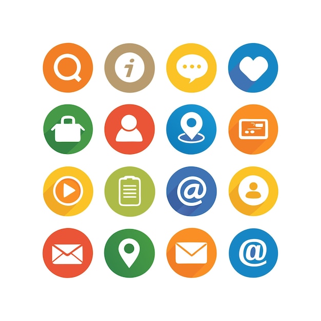 Contacte con nosotros Icon Set Collection Vector para documentos de interfaz de usuario, sitios web y aplicaciones móviles