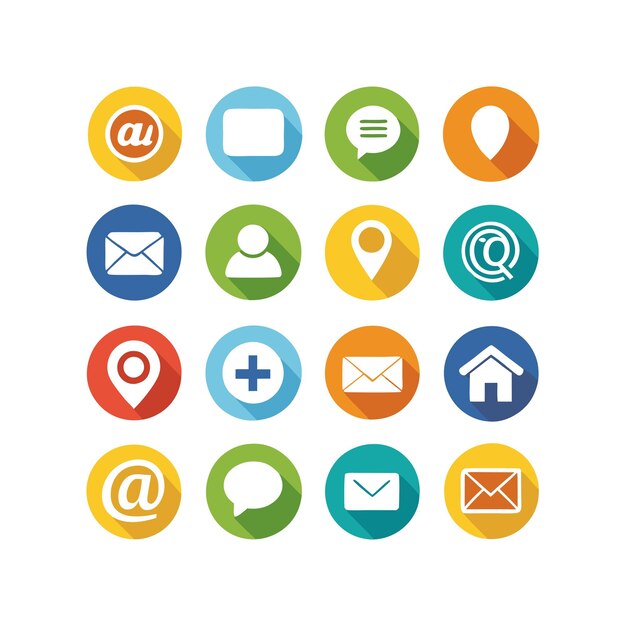Contacte con nosotros Icon Set Collection Vector para documentos de interfaz de usuario, sitios web y aplicaciones móviles