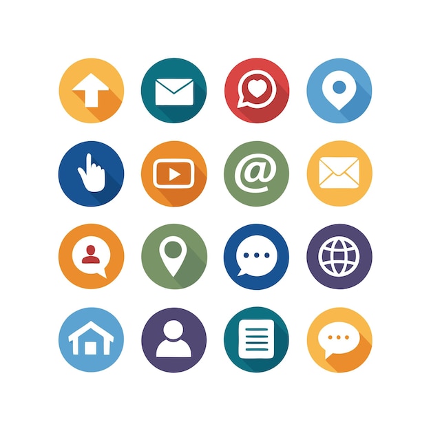 Contacte con nosotros Icon Set Collection Vector para documentos de interfaz de usuario, sitios web y aplicaciones móviles