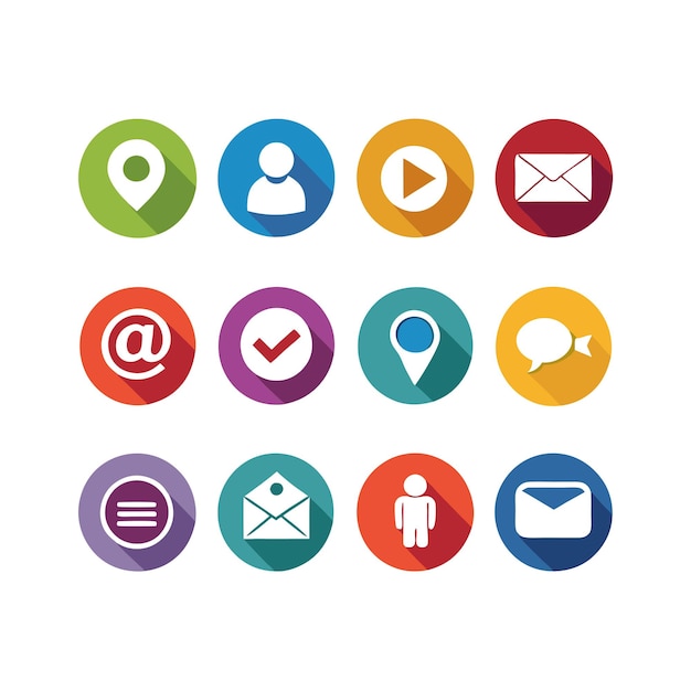 Contacte con nosotros Icon Set Collection Vector para documentos de interfaz de usuario, sitios web y aplicaciones móviles