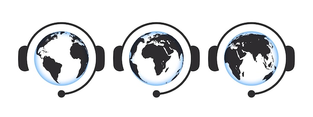 Contacte con nosotros íconos íconos de apoyo mundial íconos globos gráficos escalables vectoriales
