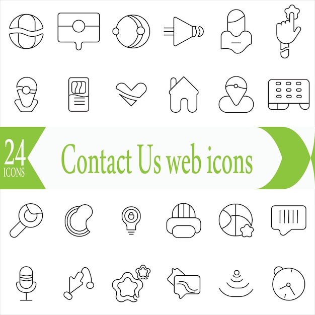 Contacte con nosotros iconos web en estilo de línea icono web y móvil mensaje de soporte de chat teléfono ilustración vectorial