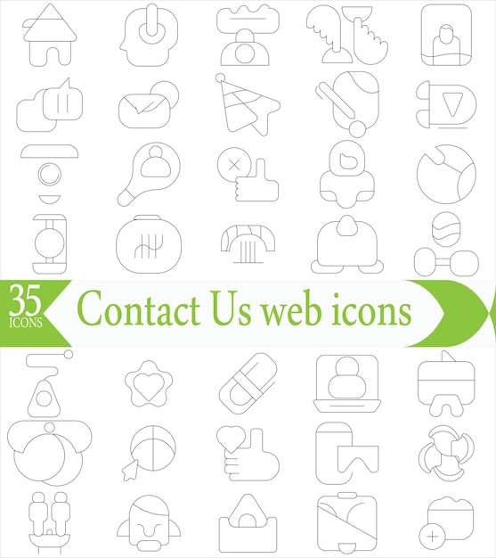 Contacte con nosotros iconos web en estilo de línea icono web y móvil mensaje de soporte de chat teléfono ilustración vectorial