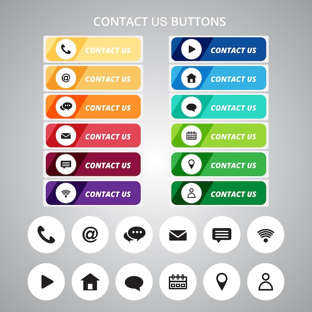 Contáctenos botones y diseño de iconos