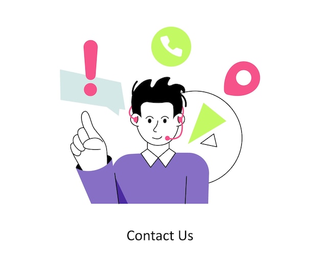 Contáctenos Diseño de estilo plano Ilustración vectorial Ilustración de stock
