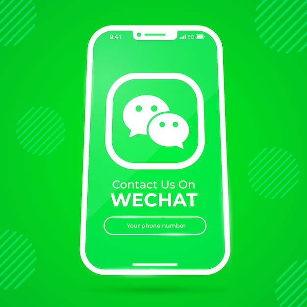 Contáctenos wechat en el banner de la pantalla del teléfono inteligente de las redes sociales