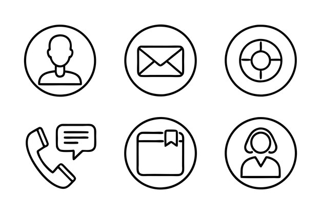 Contacto vectorial conjunto de iconos diseño de línea