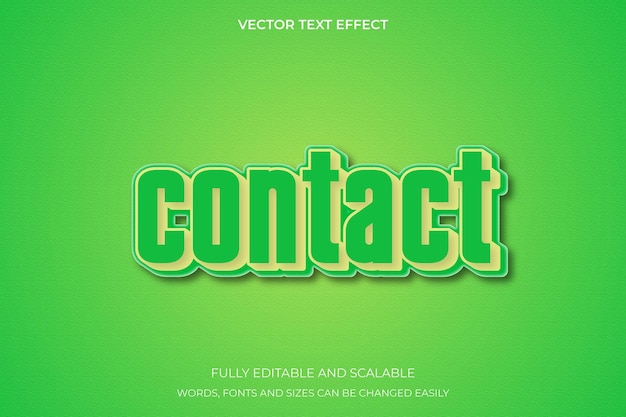 Contacto vectorial, estilo de efecto de texto editable en 3d