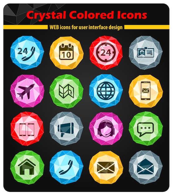 Contactos iconos de cristales de colores brillantes