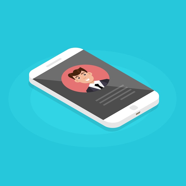 Contactos de usuario en el teléfono inteligente. Llamada entrante. Ilustración vectorial