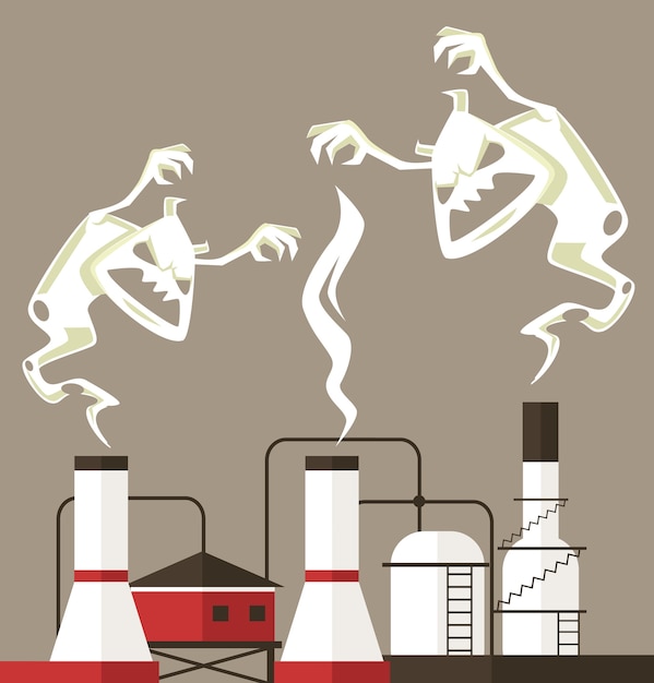 Vector la contaminación del aire. monstruo de humo.