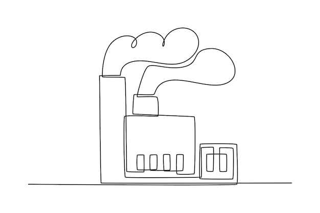 Vector contaminación de fábrica de dibujo de una línea continua concepto del día mundial del medio ambiente ilustración gráfica de vector de diseño de dibujo de una sola línea