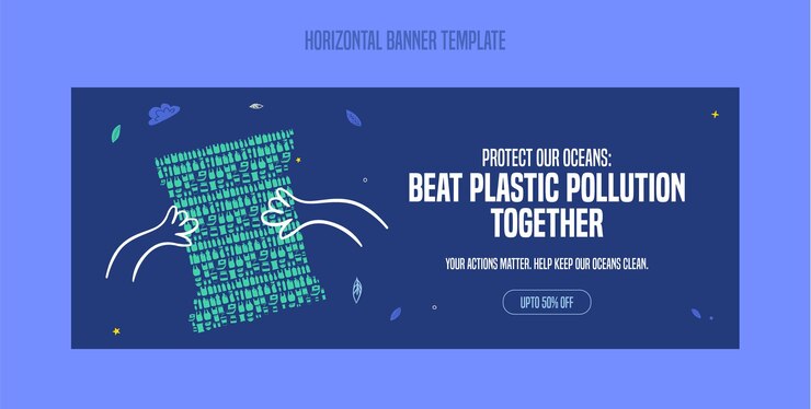 La contaminación por plásticos salva nuestro planeta Ilustración plana de reciclaje de botellas de plástico Plantilla de pancarta