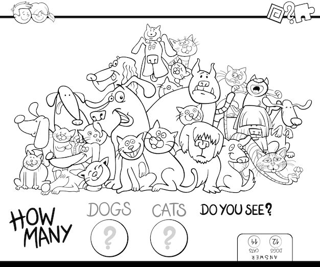 contando gatos y perros juego color libro