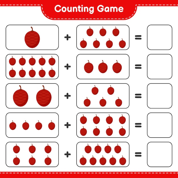 Contando el juego, cuenta el número de la palma de ita y escribe el resultado.