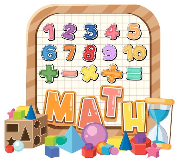 Vector contando números del 0 al 9 y símbolos matemáticos