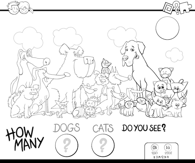 contando perros y gatos juego color libro