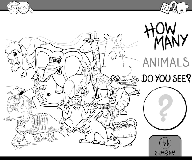 contar animales para colorear