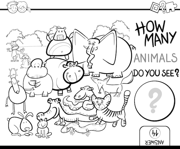 contar los animales para colorear