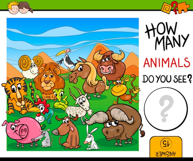 Vector contar animales juego para niños