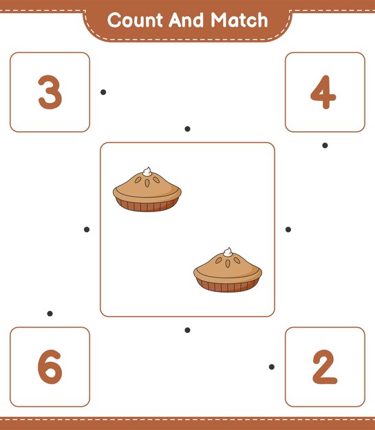 Contar y combinar, contar el número de pastel y combinar con los números correctos Juego educativo para niños