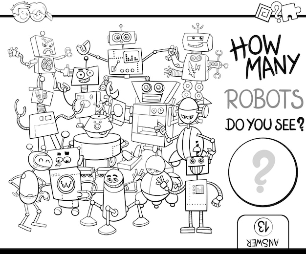contar los robots para colorear