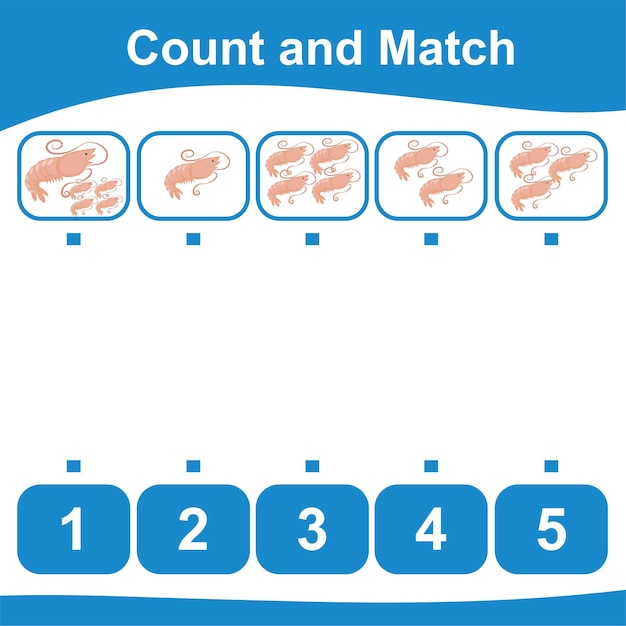Contar y unir la hoja de trabajo Contar animales y unirlos con números Matemáticas educativas imprimibles