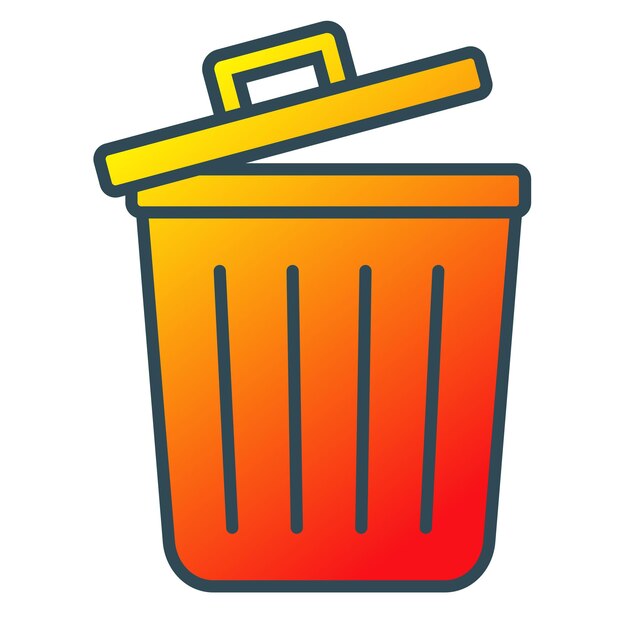 un contenedor de basura naranja con un mango en él