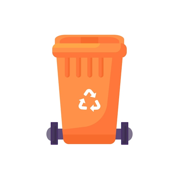 Un contenedor de basura de plástico transportable con tapa cerrada